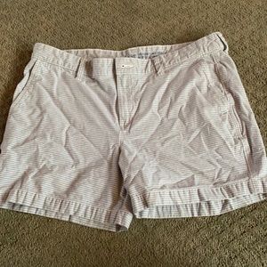 Blue and white striped girlfriend shorts